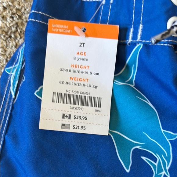 Gymboree Blue Shark Print Swim Shorts - Picture 2 of 4